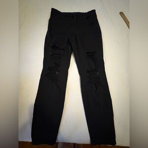 American Eagle Outfitters Next Level Stretch Distressed Black Jeans